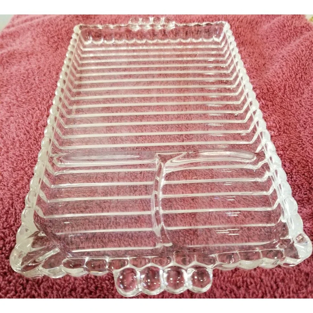 Vintage Indiana Glass–Style 3‑Section Clear Relish Tray (1960s–80s)